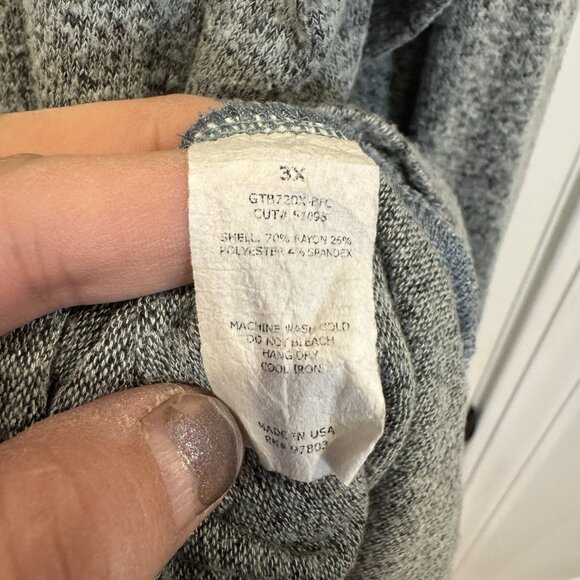 Green Envelope 3xl Gray 3/4 Length Sleeve V-Neck with Zipper Front Casual EUC - Picture 5 of 5